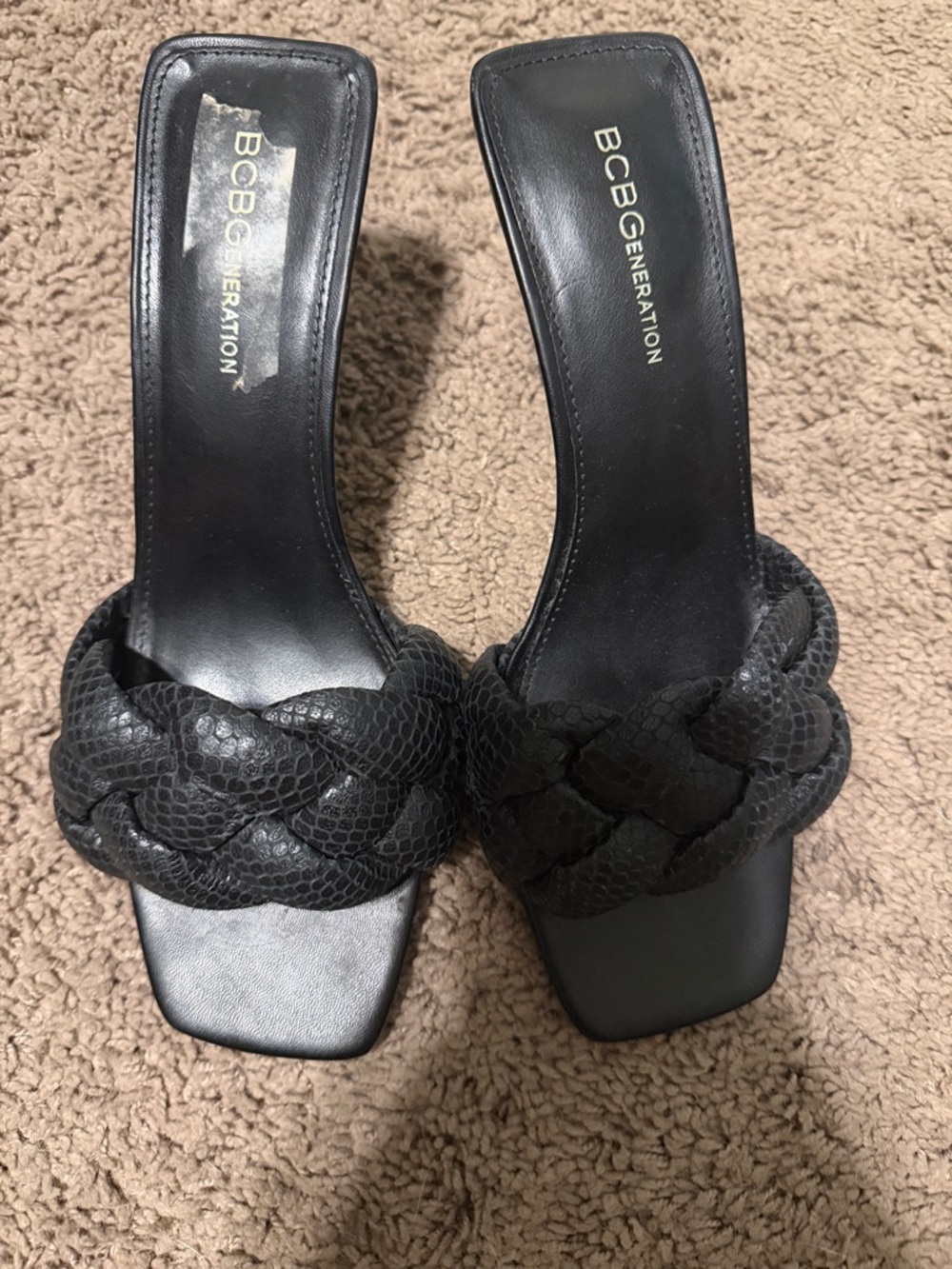 BCBGeneration Black Braided Slide Mules